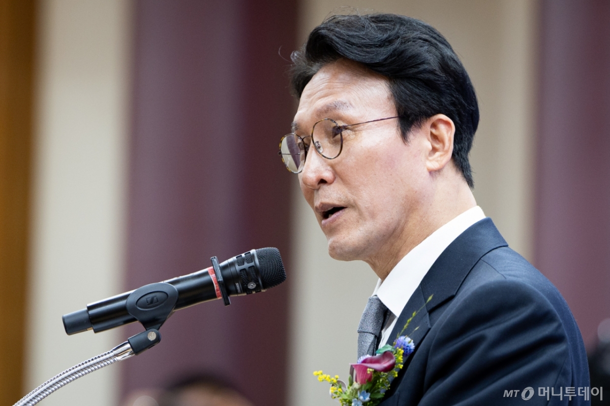 (서울=뉴스1) 유승관 기자 = 김민석 국무총리가 16일 서울 여의도 국회 의원회관에서 열린 제45차 한일·일한의원연맹 합동총회 개회식에서 축사를 하고 있다. 2025.11.16/뉴스1 Copyright © 뉴스1. All rights reserved. 무단 전재 및 재배포, AI학습 이용 금지. /사진=(서울=뉴스1) 유승관 기자