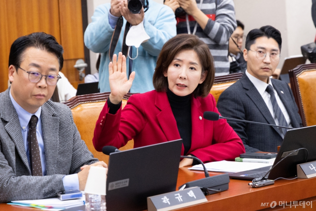 (서울=뉴스1) 이승배 기자 = 나경원 국민의힘 의원이 11일 서울 여의도 국회에서 열린 제429회국회(정기회) 법제사법위원회 제13차 전체회의에서 발언권을 신청하고 있다. 2025.11.11/뉴스1 Copyright © 뉴스1. All rights reserved. 무단 전재 및 재배포, AI학습 이용 금지. /사진=(서울=뉴스1) 이승배 기자