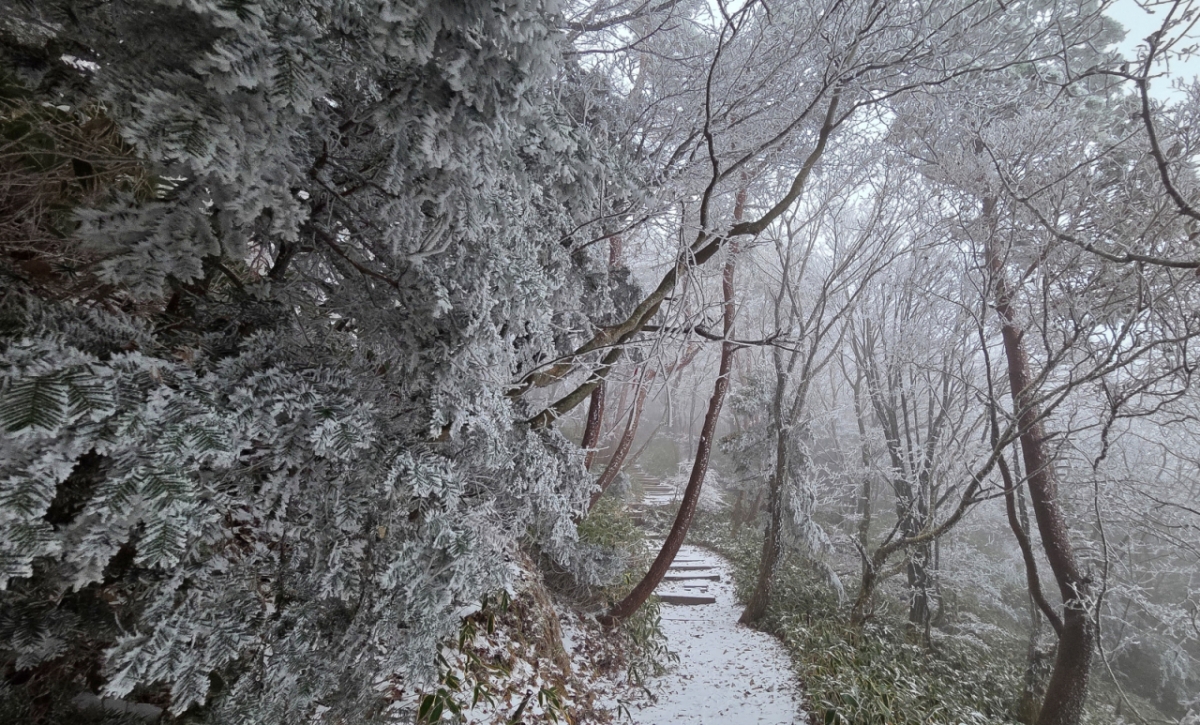 전국 대부분 지역 아침 기온이 영하권으로 떨어진 18일 제주 한라산에 첫눈이 내렸다. /사진=뉴시스(독자 제공)