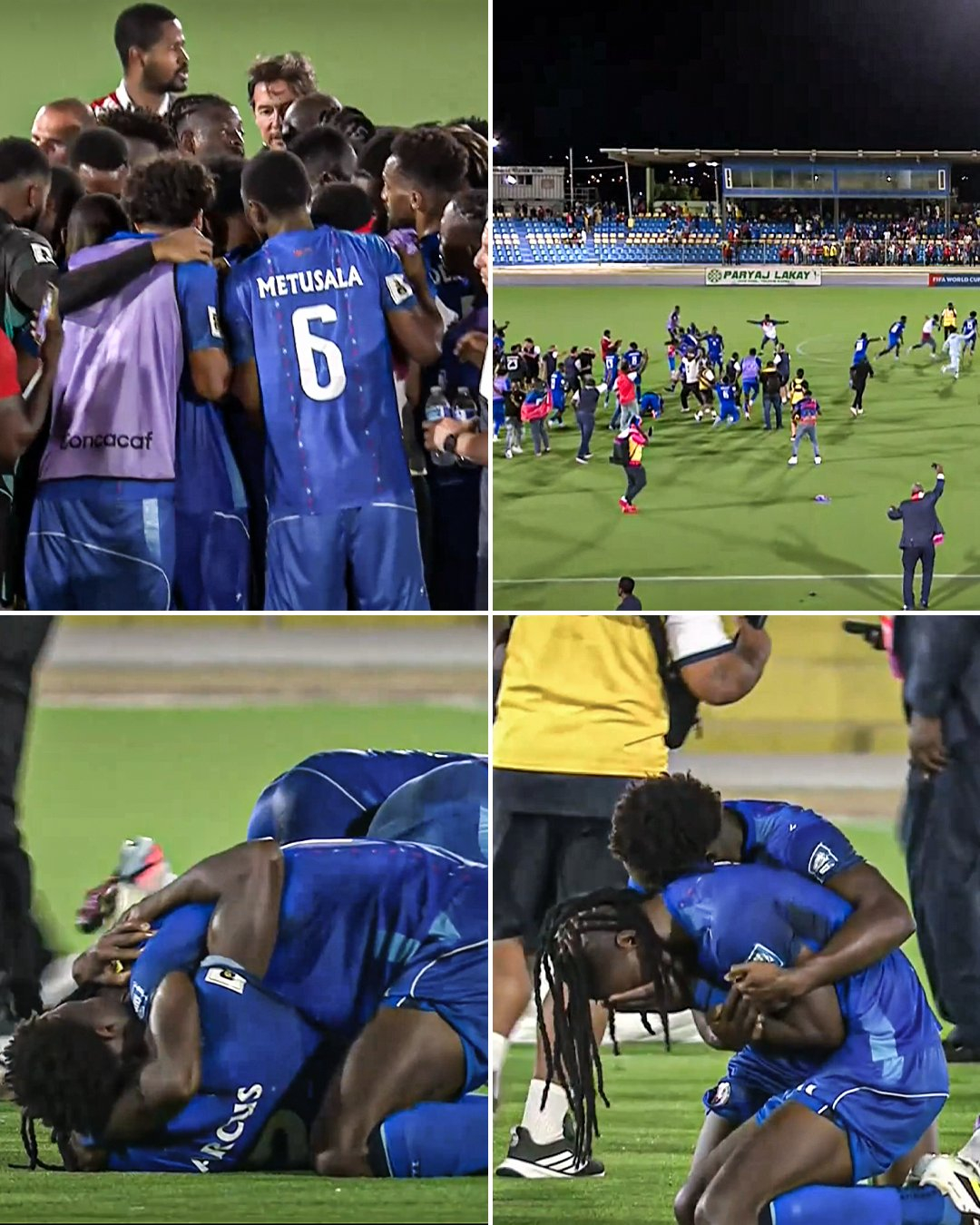 52년 만에 FIFA 월드컵 본선 진출을 확정한 뒤 기뻐하고 있는 아이티 축구대표팀 선수들. /사진=ESPN SNS 캡처