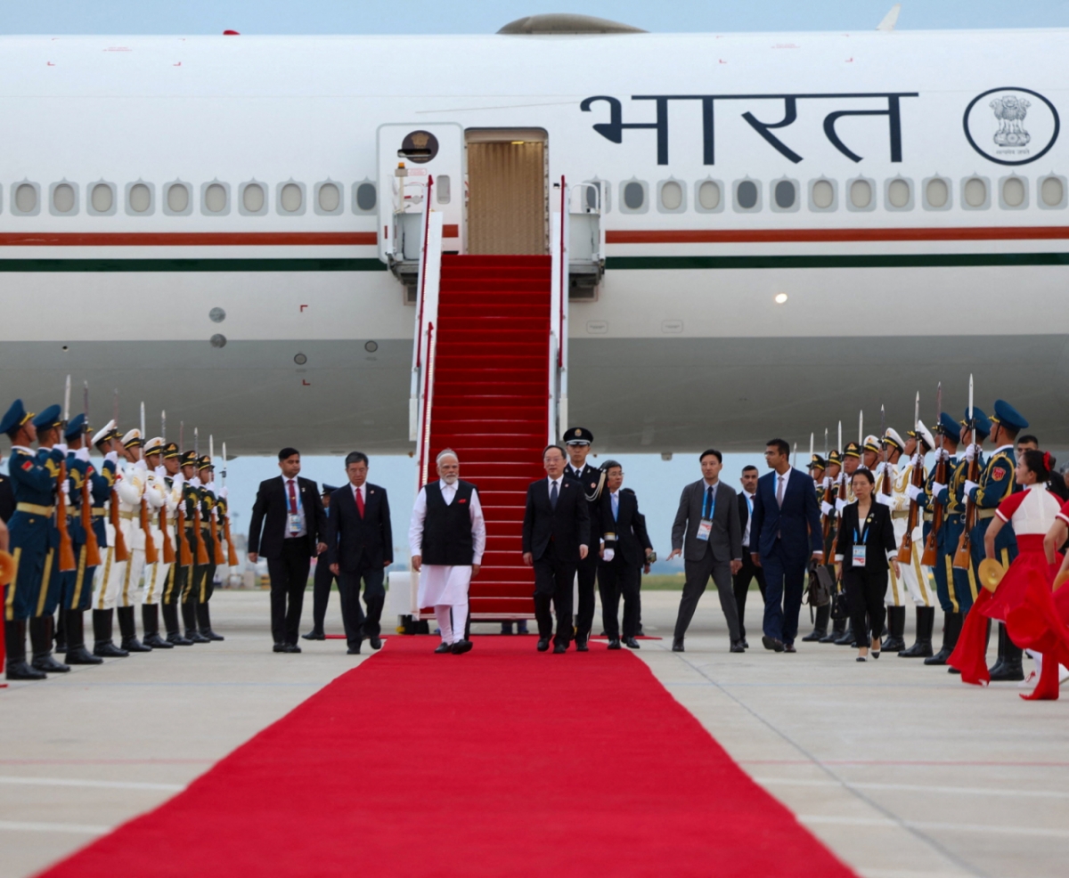 지난 8월 30일 나렌드라 모디 인도 총리가 상하이협력기구(SCO) 정상회의 참석을 위해 30일 중국 톈진에 도착했다. /로이터=뉴스1