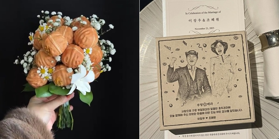 배우 이장우와 조혜원 결혼식에서 등장한 부케와 하객들에게 제공된 답례품이 화제다./사진=인스카그램 '부창제과'