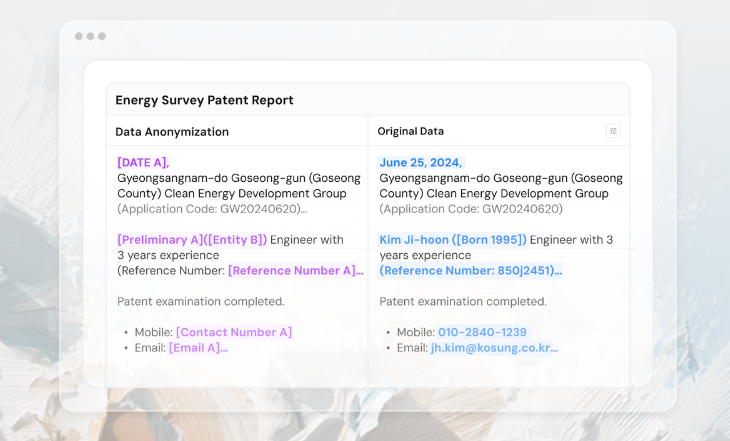 큐빅의 '신타이탄'의 데이터 비식별화 과정 /사진=큐빅 홈페이지