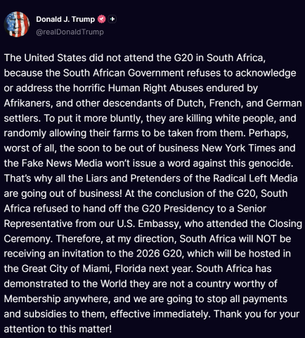 /사진=도널드 트럼프 미국 대통령 트루스소셜