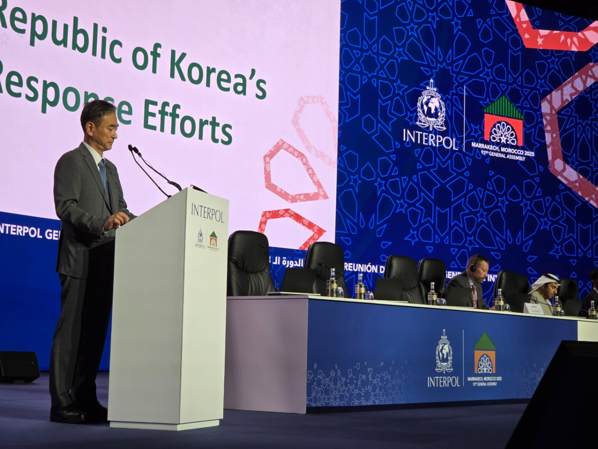  지난 24일부터 27일까지 모로코 마라케시에서 진행된 제93차 인터폴 총회에서 경찰청이 낸 '초국가 스캠단지 근절을 위한 공동 대응' 결의안이 채택됐다. /사진제공=경찰청.