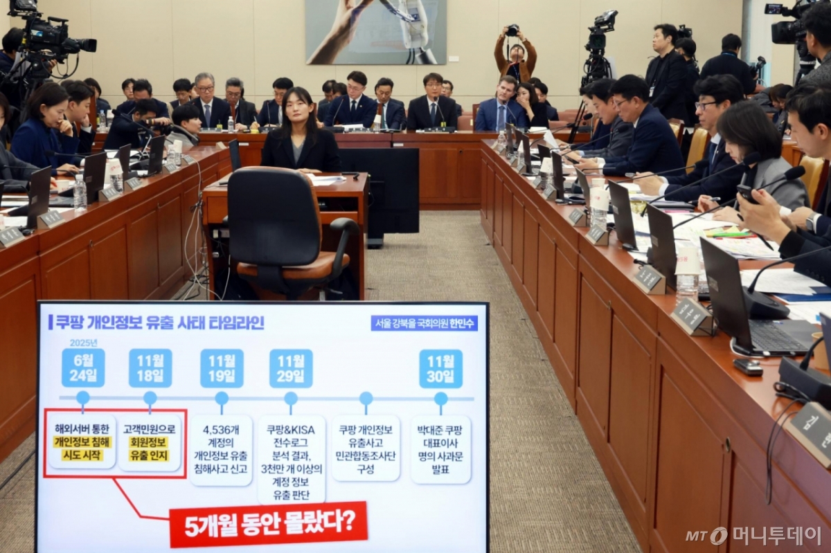 [서울=뉴시스] 고승민 기자 = 박대준 쿠팡 대표이사가 2일 서울 여의도 국회에서 열린 과학기술정보방송통신위원회의 쿠팡 개인정보 유출 사고 관련 현안질의에서 의원 질의에 답하고 있다. 2025.12.02. kkssmm99@newsis.com /사진=고승민