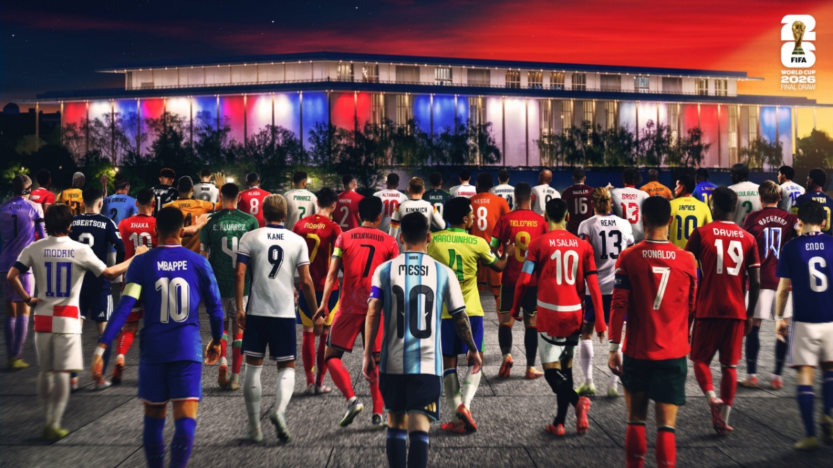 국제축구연맹(FIFA)이 공개한 2026 FIFA 북중미 월드컵 본선 조 추첨 홍보 포스터. 대한민국 축구 대표팀 주장 손흥민(노란색 네모)은 당당히 센터에 위치했다. /사진=FIFA SNS 캡처