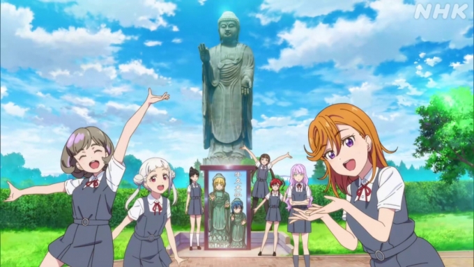 애니메이션 '러브라이브'에 등장한 우시쿠시의 불상. / 사진 = NHK 제공