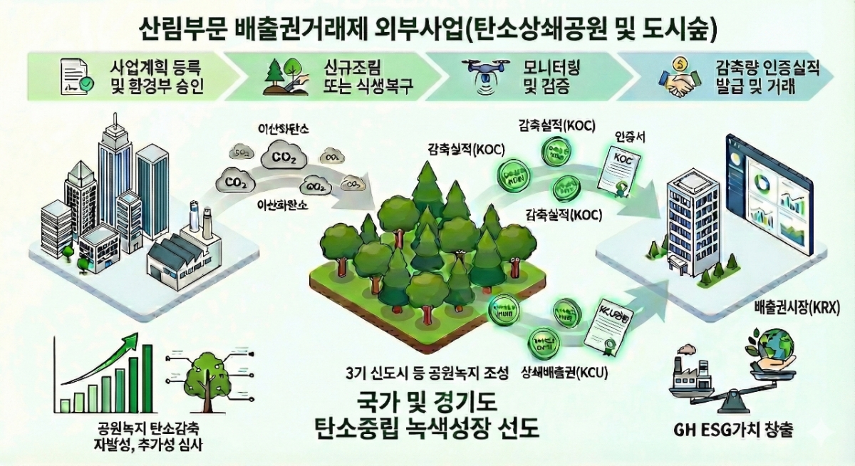 GH, 녹지 활용해 첫 배출권거래제 승인...연간 21톤 탄소 흡수 - 뉴스 썸네일 이미지