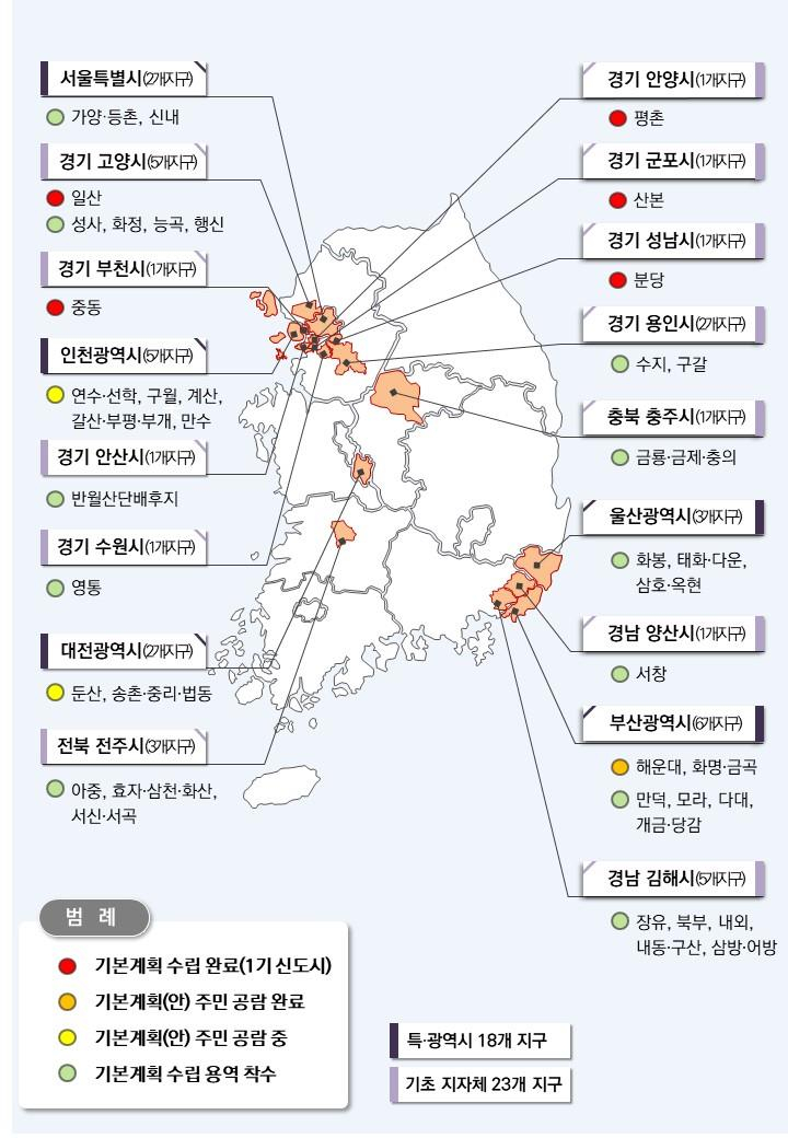 전국 노후계획도시 정비사업 추진 현황. /사진제공=국토부