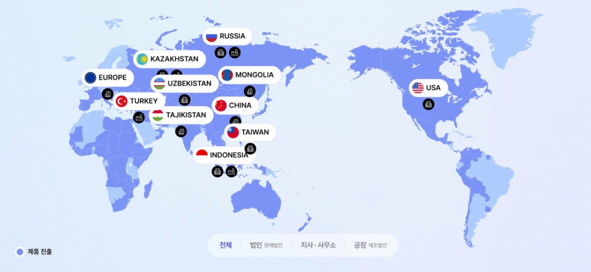 KT&G가 진출한 국가들. KT&G는 전세계 135개국에 진출해 있다./그림=KT&G