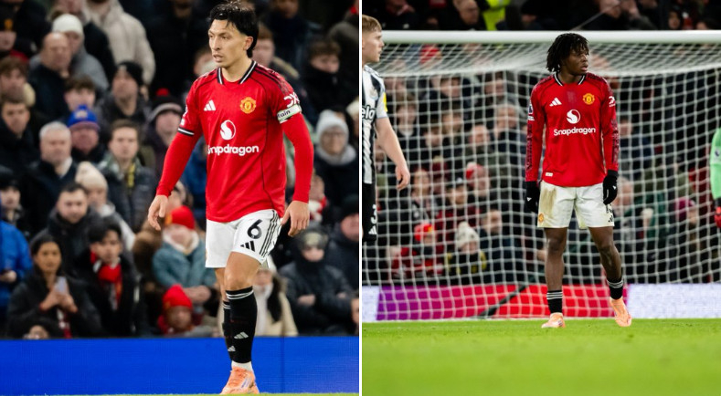 리산드로 마르티네즈(왼쪽)와 파트리크 도르구의 경기 모습. /사진=맨유 공식 SNS 갈무리