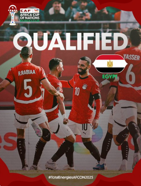 모하메드 살라(10번)가 골을 넣고 동료들과 기뻐하고 있다. /사진=2025 아프리카 네이션스컵 공식 SNS 갈무리