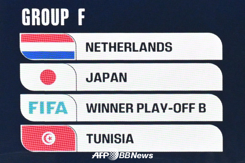 네덜란드, 튀니지, 일본, 유럽축구연맹(UEFA) 플레이오프(PO) 패스 B(우크라이나·폴란드·알바니아·스웨덴) 승자가 속한 2026 FIFA 북중미 월드컵 본선 F조 조편성 결과. /AFPBBNews=뉴스1