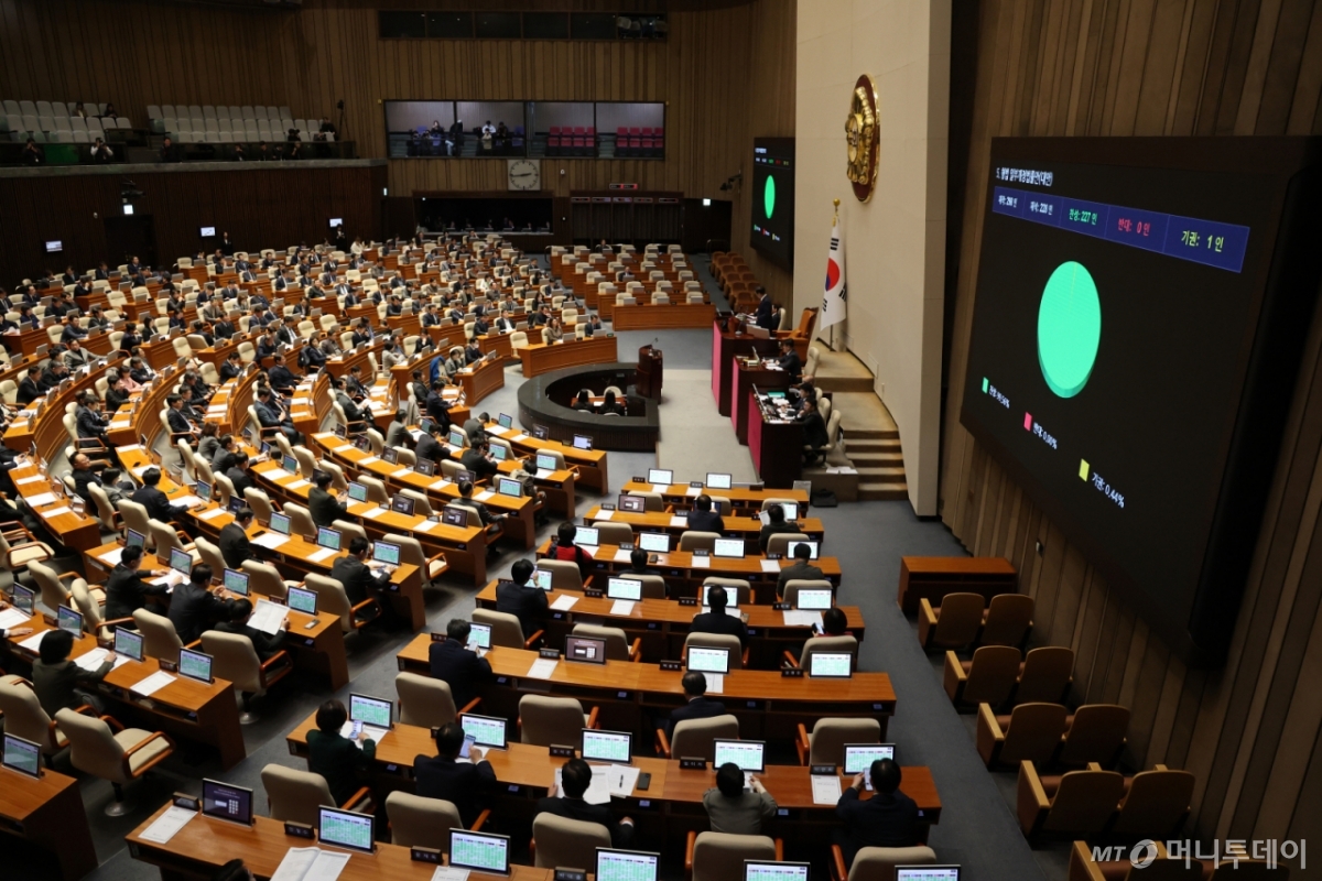 (서울=뉴스1) 이승배 기자 = 30일 서울 여의도 국회에서 열린 제430회국회(임시회) 3차 본회의에서 형법 일부개정법률안(대안)이 통과되고 있다. 2025.12.30/뉴스1  Copyright © 뉴스1. All rights reserved. 무단 전재 및 재배포,  AI학습 이용 금지. /사진=(서울=뉴스1) 이승배 기자