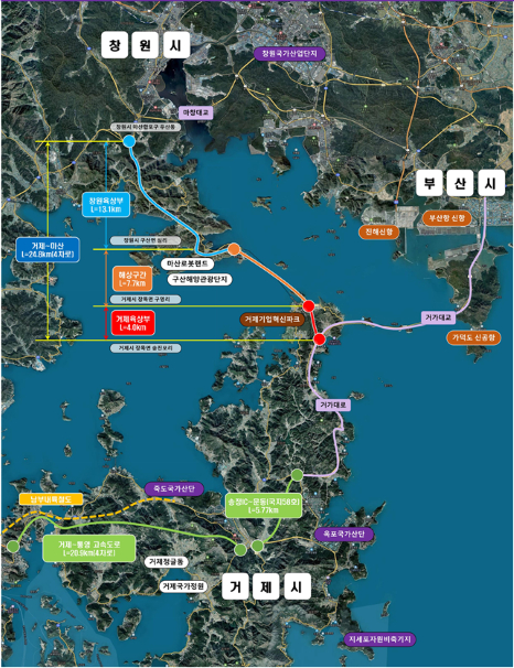 거제~마산 도로 노선도./제공=경남도
