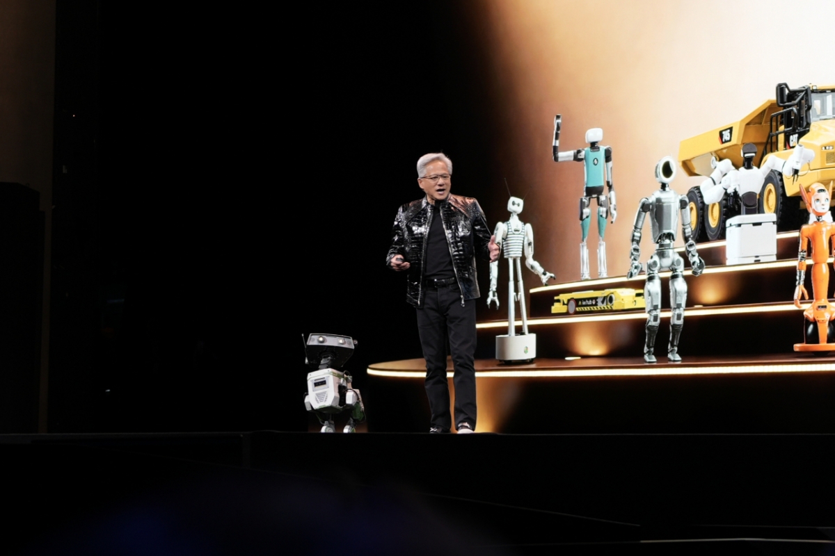 젠슨 황 CEO는 미국 라스베이거스 퐁텐블로호텔 블로라이브 극장에서 CES 2026 특별연설을 진행하고 있다 /사진=김남이 기자