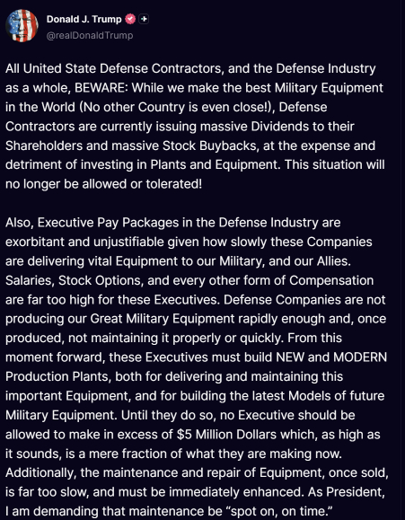 /사진=도널드 트럼프 미국 대통령 트루스소셜