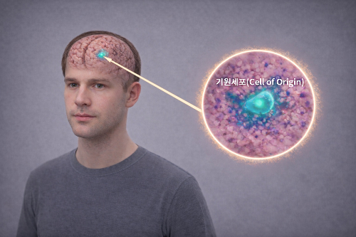 뇌 속 난치성 뇌종양 기원세포를 보여주는 이미지. 이미지는 AI(인공지능)로 생성했다. /사진=KAIST