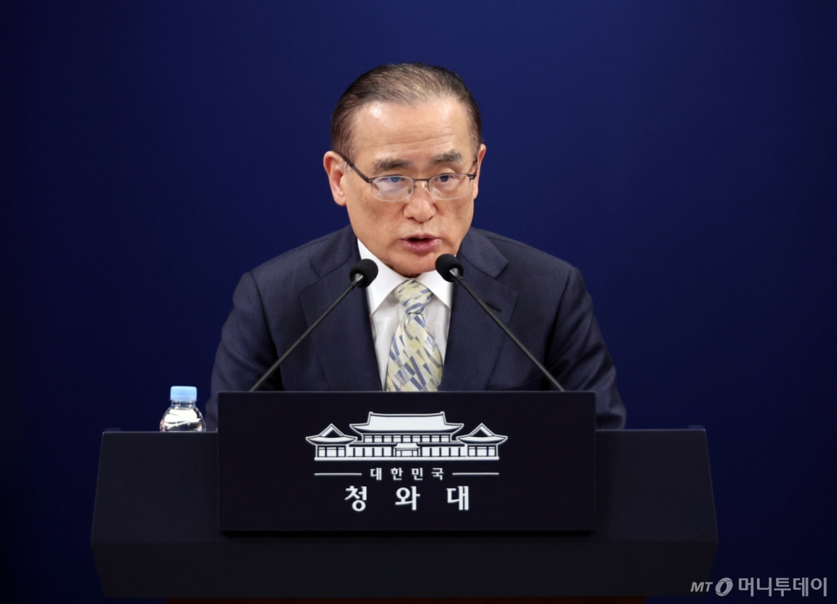 위성락 국가안보실장이 9일 청와대에서 이재명 대통령 방일 일정 관련 브리핑을 하고 있다. / 사진=뉴시스