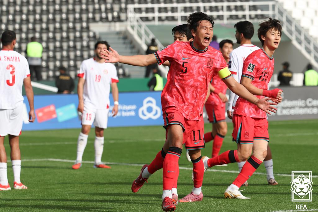 레바논전에서 한국의 첫 골을 넣은 U-23 대표팀 이현용. /사진=대한축구협회 제공
