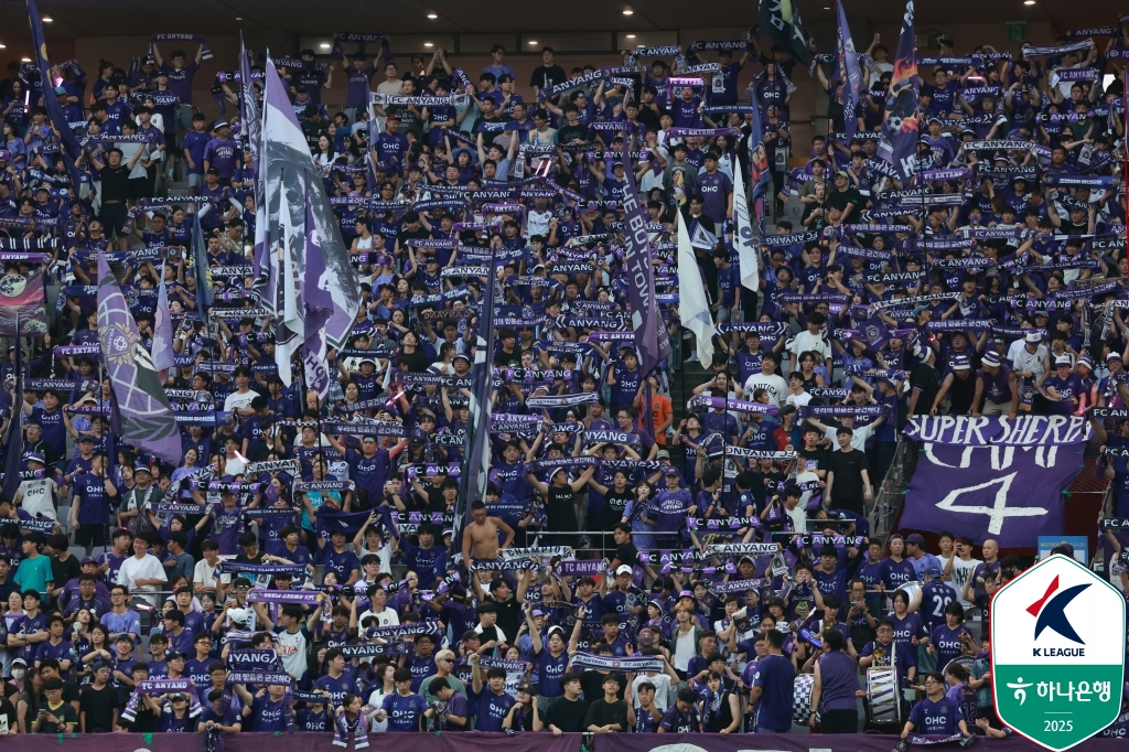 지난해 8월 서울월드컵경기장에서 열린 FC서울과 FC안양전 당시 안양 서포터스. /사진=한국프로축구연맹 제공