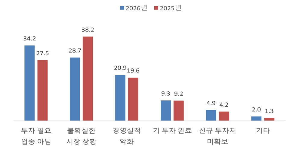 투자 계획이 없는 중견기업의 경우 그 이유에 대한 설문조사 결과 /자료=한국중견기업연합회