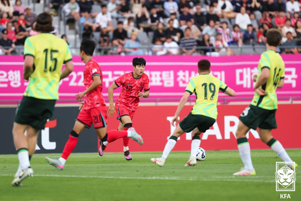 지난해 6월 용인미르스타디움에서 열린 한국과 호주의 U-23 대표팀 친선경기 모습. /사진=대한축구협회 제공
