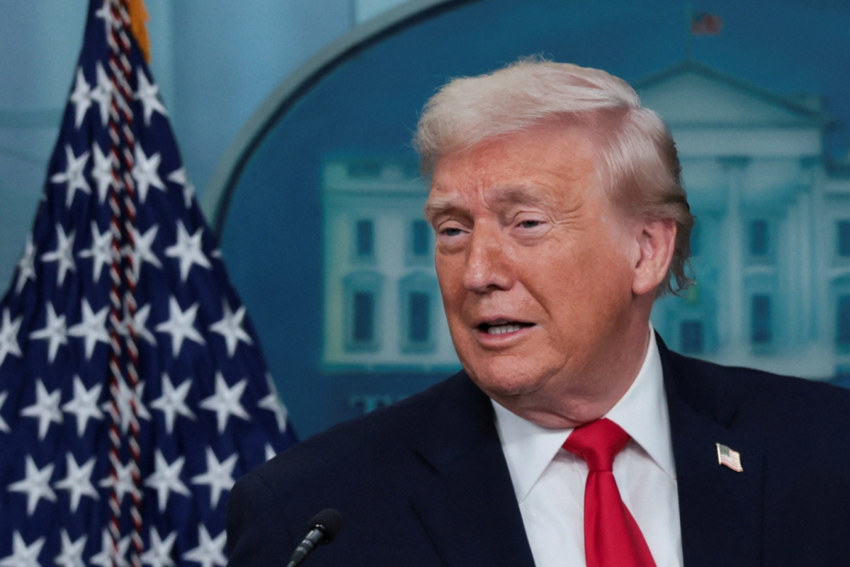 (워싱턴DC 로이터=뉴스1) 류정민 특파원 = 도널드 트럼프 미국 대통령이 20일(현지시간) 두 번째 임기 1주년을 맞아 워싱턴DC 백악관에서 직접 브리핑을 주재하고 있다. 2026.01.20.  ⓒ 로이터=뉴스1  Copyright © 뉴스1. All rights reserved. 무단 전재 및 재배포,  AI학습 이용 금지. /사진=(워싱턴DC 로이터=뉴스1) 류정민 특파원