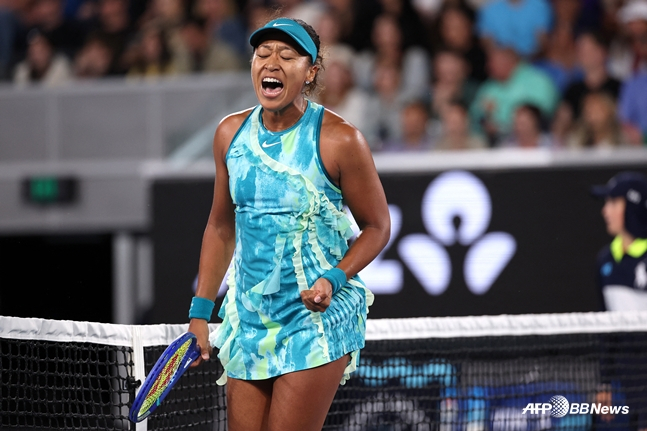 포인트 획득 직후 소리치는 오사카. /AFPBBNews=뉴스1