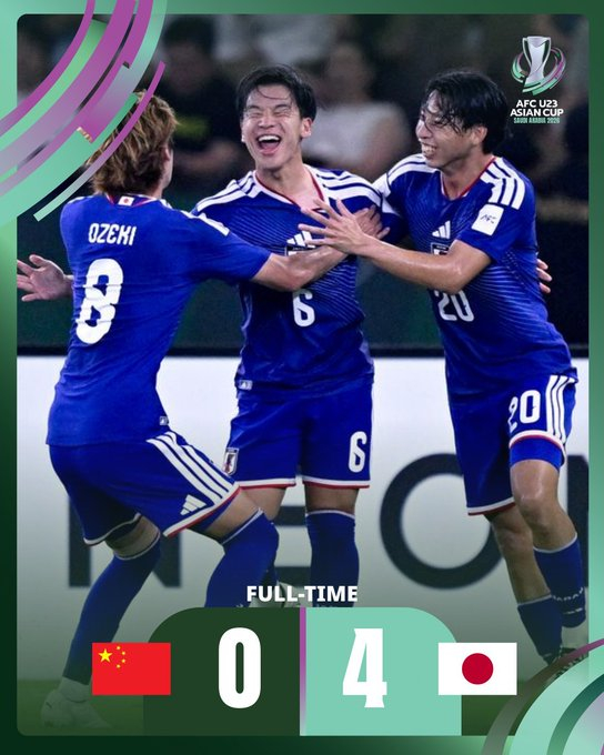 일본과 중국의 25일(한국시간) 사우디아라비아 제다에서 열린 2026 아시아축구연맹(AFC) U-23 아시안컵 결승전 경기 결과. /사진=아시아축구연맹(AFC) 공식 사회관계망서비스(SNS)