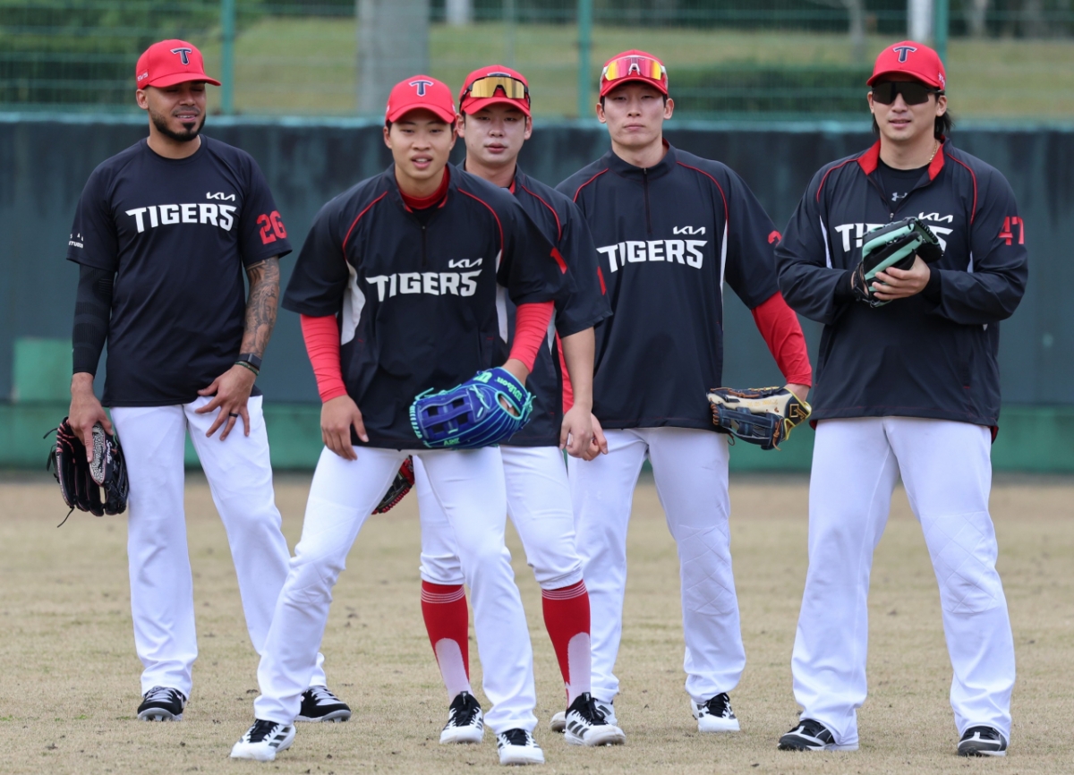 일본 가고시마현 아마미오시마에서 훈련 중인 KIA 타이거즈 선수단 모습. /AFPBBNews=뉴스1