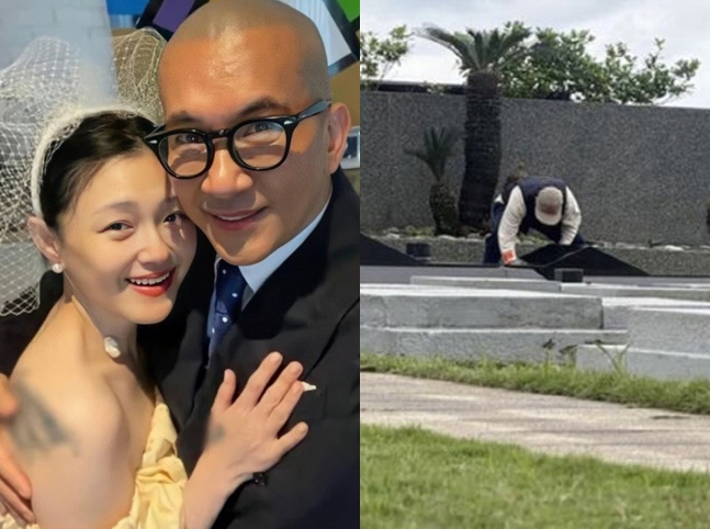 쉬시위안과 구준엽. 구준엽이 쉬시위안의 묘석을 닦는 모습 /사진=인스타그램, 웨이보