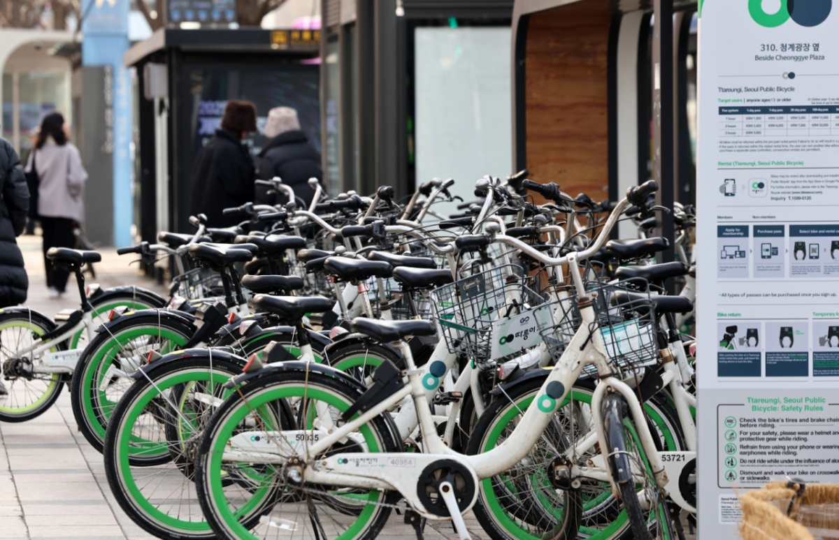 30일 오후 서울 시내의 한 따릉이 대여소에 따릉이가 세워져 있다. 서울시는 30일 경찰로부터 따릉이 회원정보 유출이 의심된다는 정황이 서울시설공단에 전달됐다고 밝혔다. /사진=뉴스1