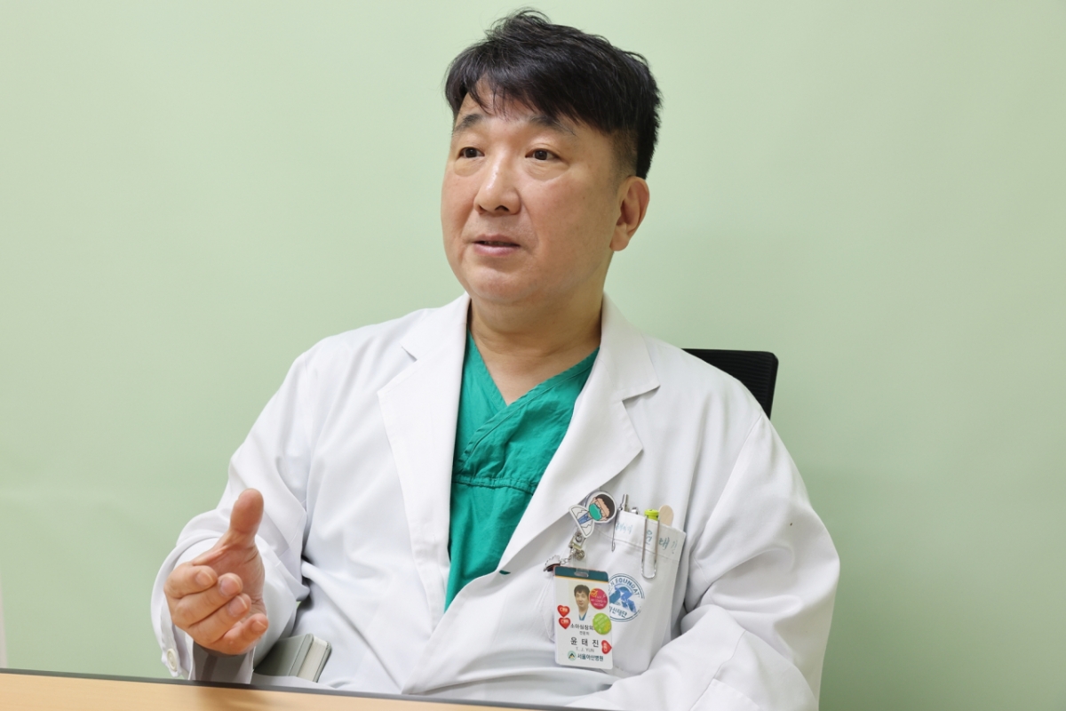 윤태진 서울아산병원 소아심장외과 교수(흉부외과 임상과장)가 지난달 27일 머니투데이와 인터뷰하고 있다. /사진제공=서울아산병원