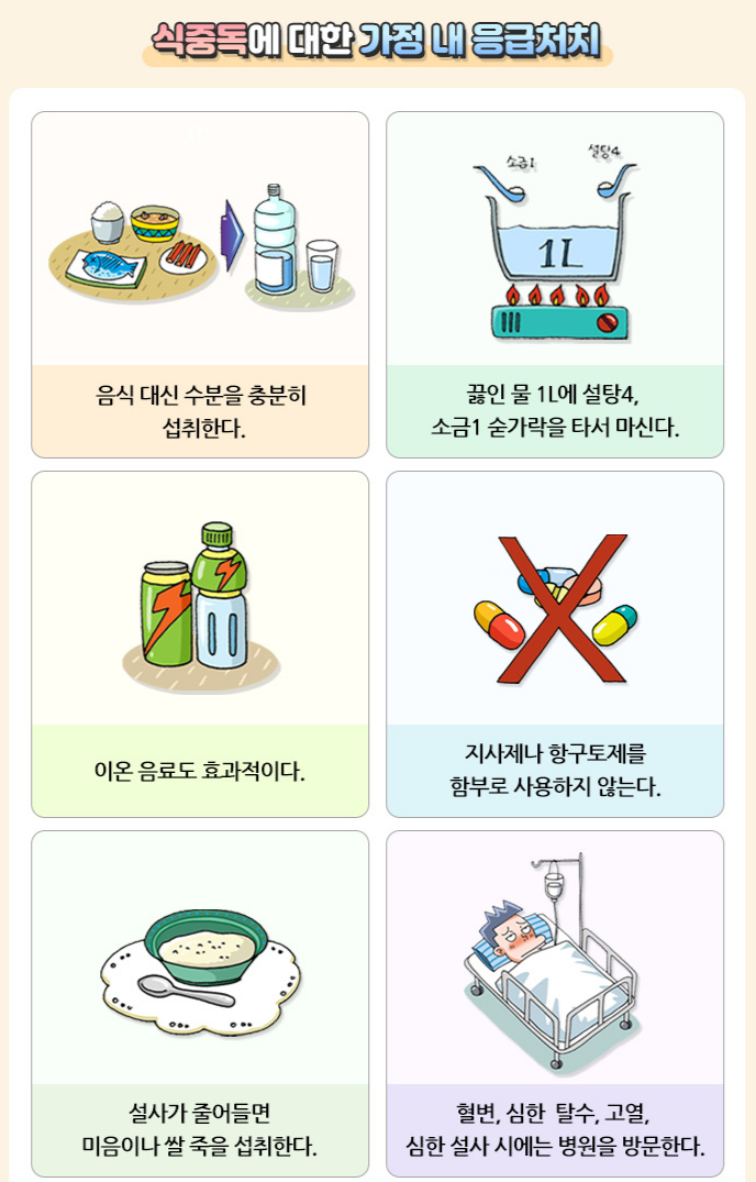 노로바이러스에 감염돼 식중독 증상이 나타났을 때 응급 대처법. /자료=국가건강정보포털 