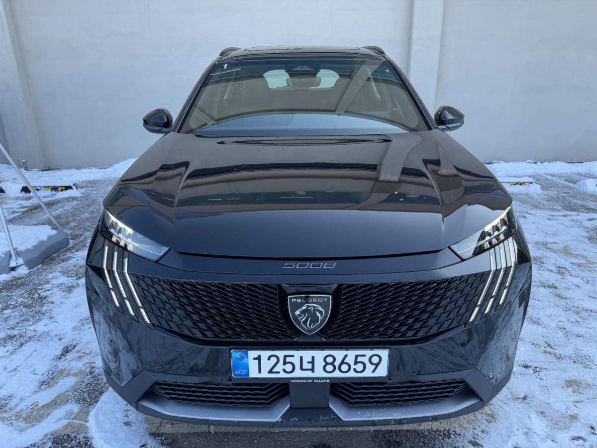 푸조 5008 전면부 모습. 전면부 푸조 엠블럼과 그라데이션 프론트 그릴이 자연스럽게 디자인돼 있다./사진= 임찬영 기자