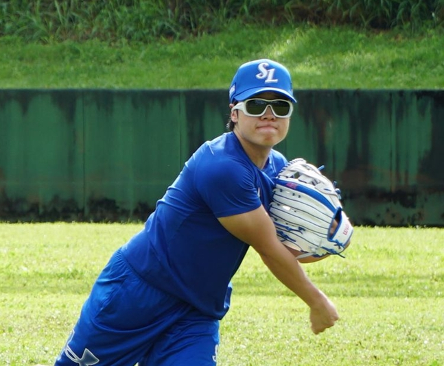 캐치볼을 하고 있는 김지찬. /사진=삼성 라이온즈