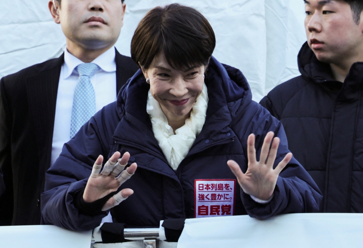 다카이치 사나에 일본 총리가 중의원 선거를 닷새 앞둔 3일 사이타마현에서 지원 유세에 나선 모습./사진=로이터  