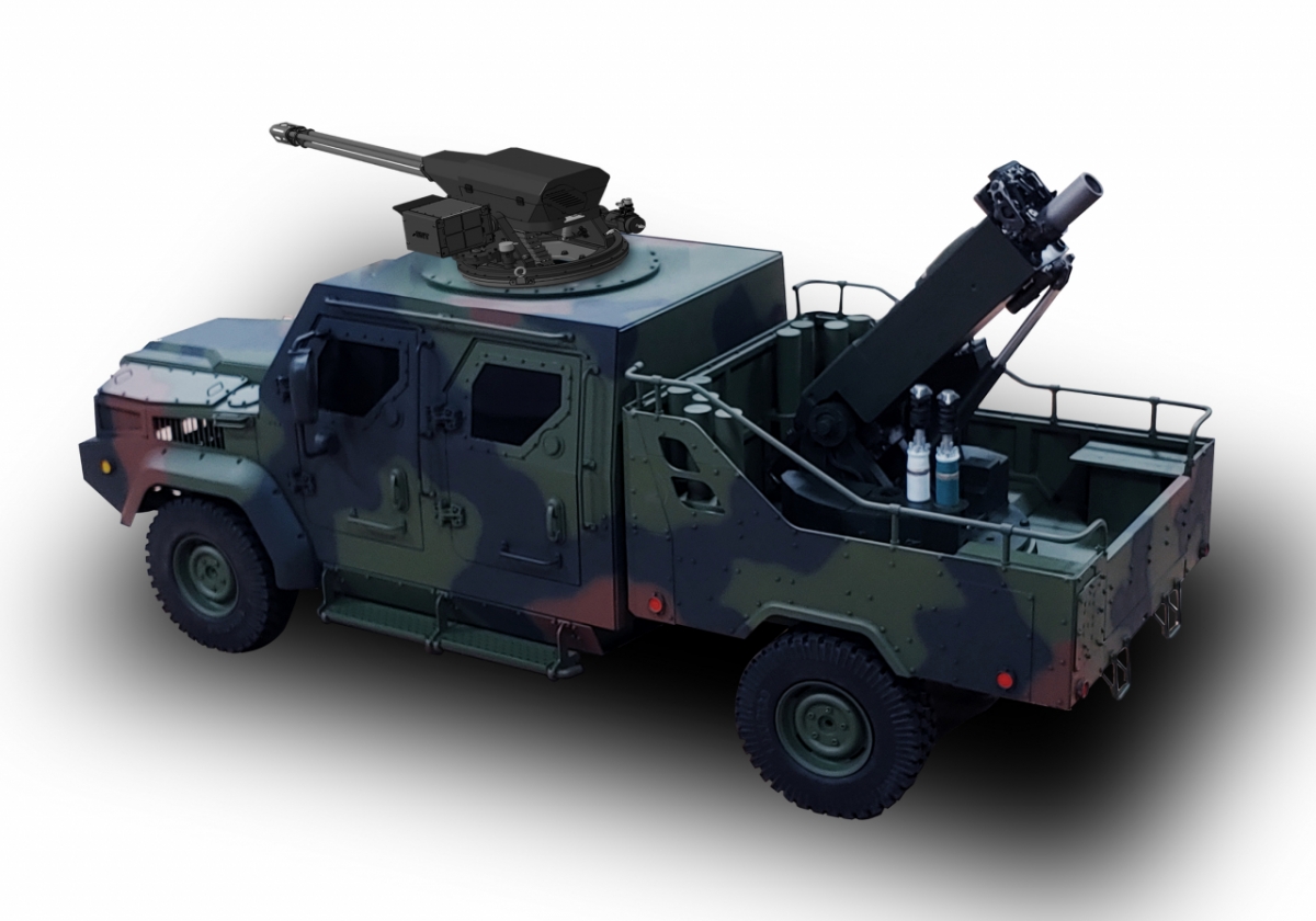  SNT다이내믹스 다목적전술차량 탑재형 120㎜ 박격포체계./사진제공=SNT다이내믹스