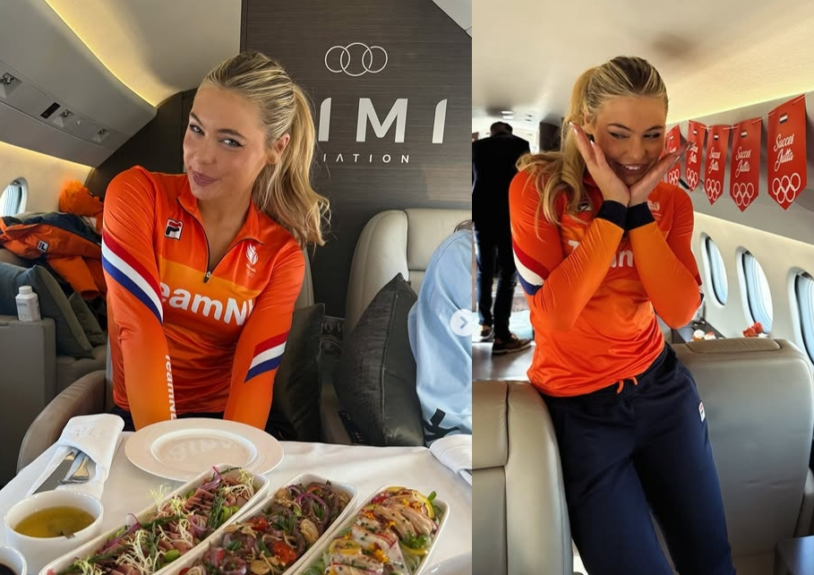 유튜버 출신 프로 복서 제이크 폴(29)의 약혼녀이자 네덜란드의 스피드 스케이팅 스타 유타 레이르담(28)이 2026 밀라노·코르티나담페초 동계올림픽 출전을 위해 초호화 전용기를 타고 이탈리아 밀라노에 도착했다. /사진=유타 레이르담 인스타그램 갈무리