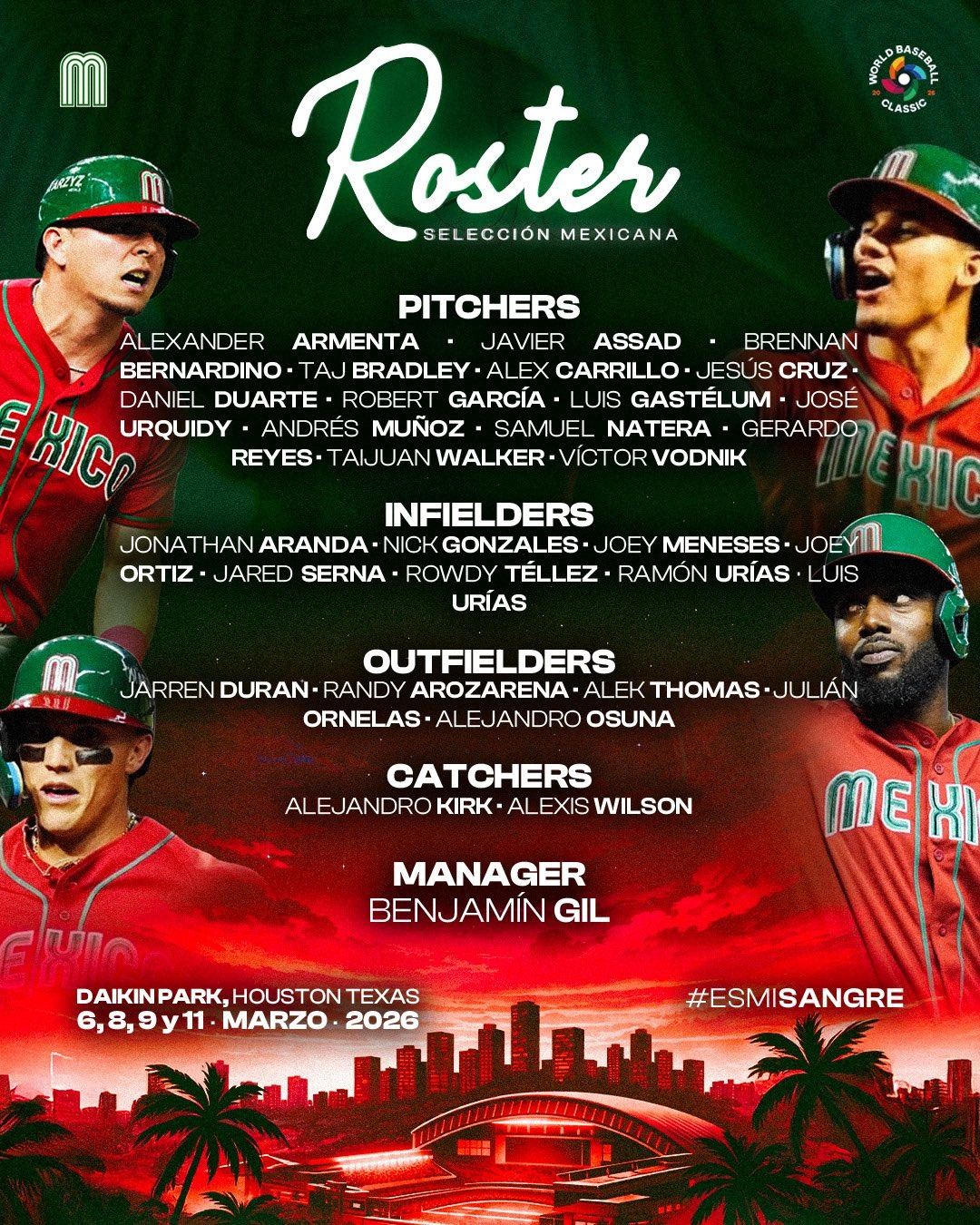 멕시코의 30인 엔트리. /사진=멕시코 야구대표팀 공식 SNS