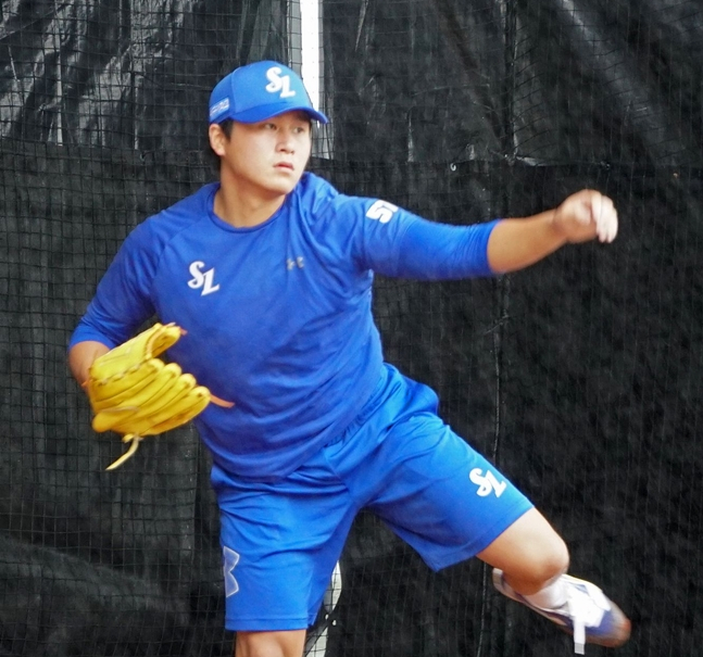 불펜 피칭하는 좌완 이승현. /사진=삼성 라이온즈