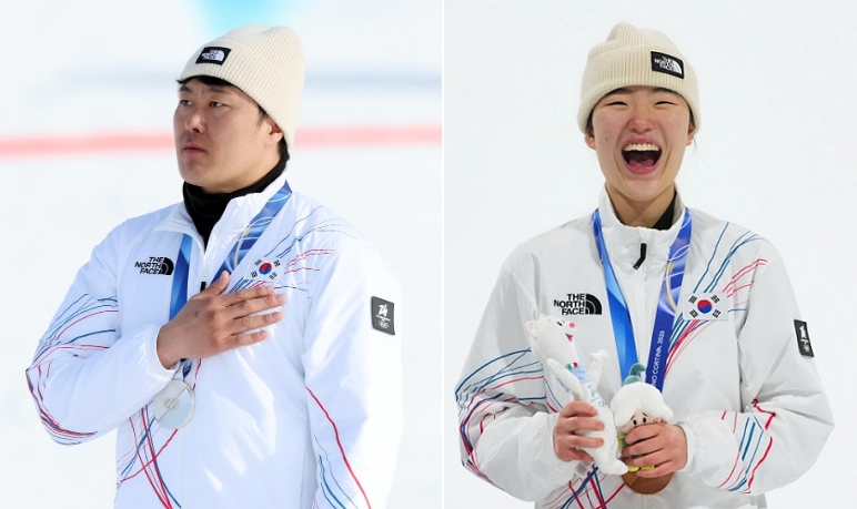 스노보드 남자 평행 대회전에서 값진 은메달을 획득한 김상겸(37·하이원, 사진 왼쪽). 스노보드 빅에어에서 동메달을 따낸 유승은(18·성복고, 사진 오른쪽) /사진=뉴스1, AP=뉴시스