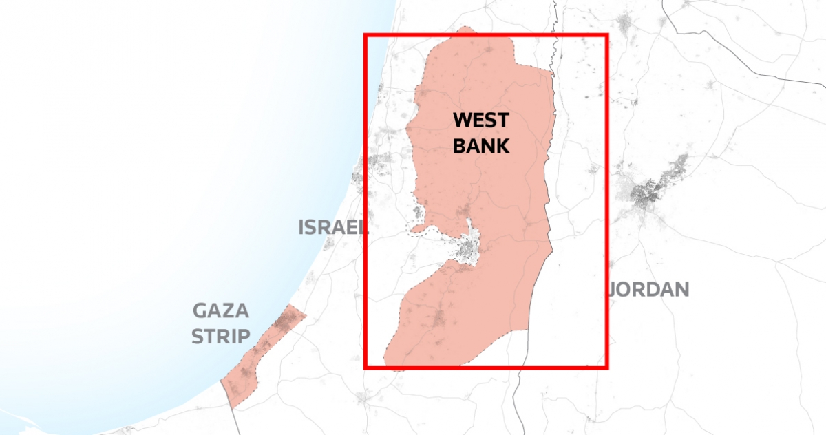 네모로 표시된 부분이 서안지구 /로이터=뉴스1