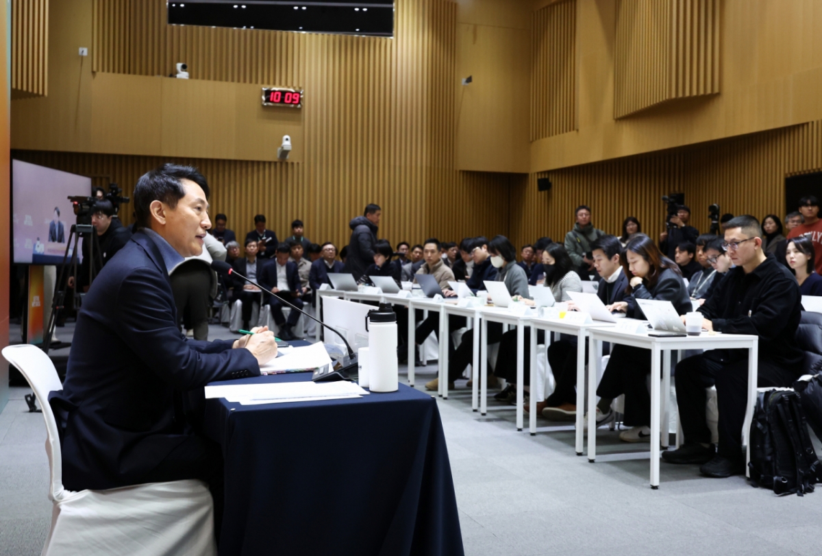 (서울=뉴스1) 최지환 기자 = 오세훈 서울시장이 10일 서울 중구 서울시청에서 열린 출입기자단 신년 간담회에서 발언하고 있다. 2026.2.10/뉴스1 Copyright © 뉴스1. All rights reserved. 무단 전재 및 재배포, AI학습 이용 금지. /사진=(서울=뉴스1) 최지환 기자