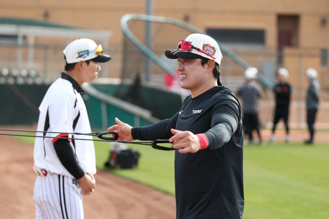 박동원이 최근 미국 애리조나주 스코츠데일에서 열린 2026 LG 스프링캠프에서 훈련 중이다. /사진=LG 트윈스 제공