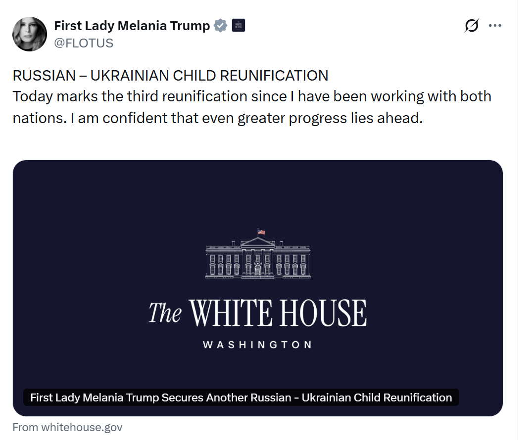 /사진=멜라니아 트럼프 X