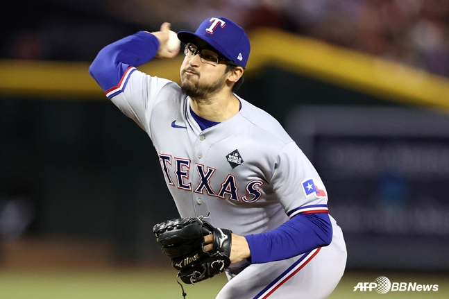 최전성기로 꼽히는 2023시즌 텍사스 레인저스 소속으로 월드시리즈에 나선 더닝의 모습. /AFPBBNews=뉴스1