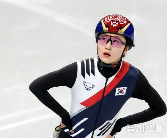 경기 후 최민정의 모습. /사진=뉴시스